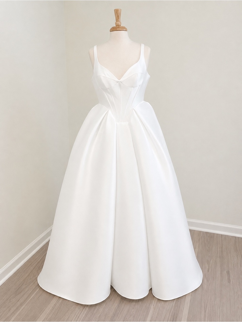 White Satin Ball Gown Wedding Dress with Corset Bodice NWT